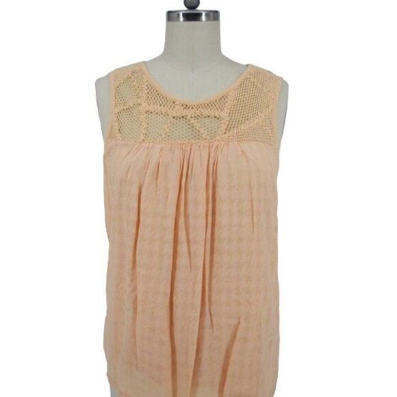 Lucky Brand Peach Pieced Mesh Sleeveless Top N0248 - Picture 1 of 8